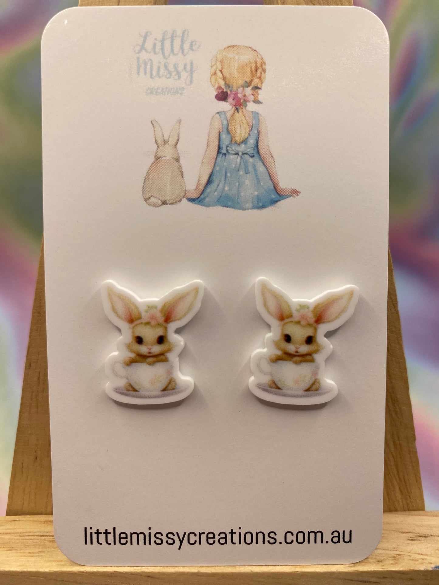 Bunny in Tea Cup Studs