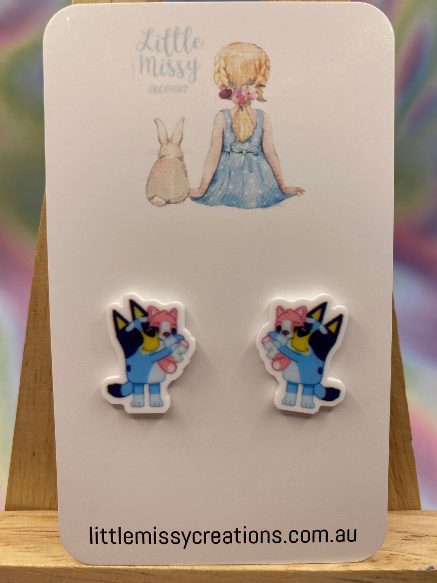 Blue dog and toy Studs