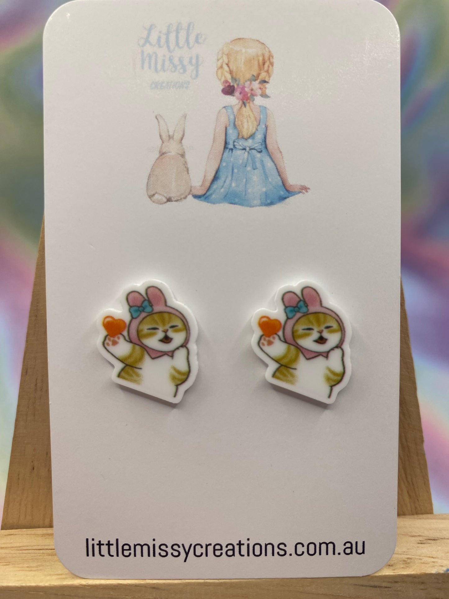 Kitty with Bunny Hat Studs