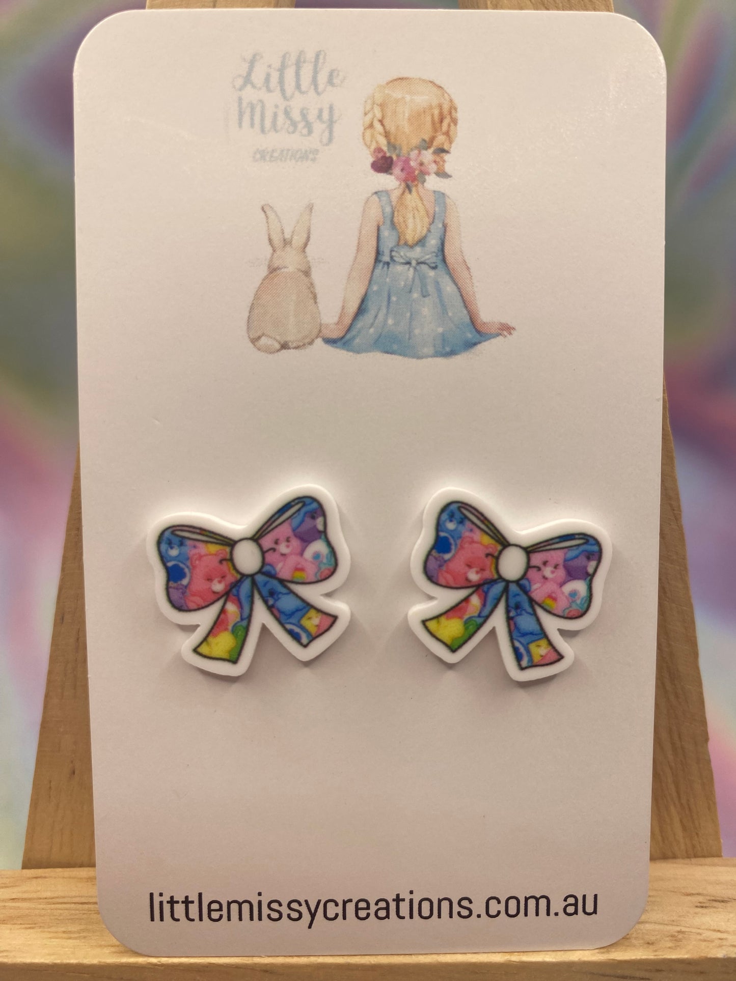 Rainbow Ribbon Care Bear Studs