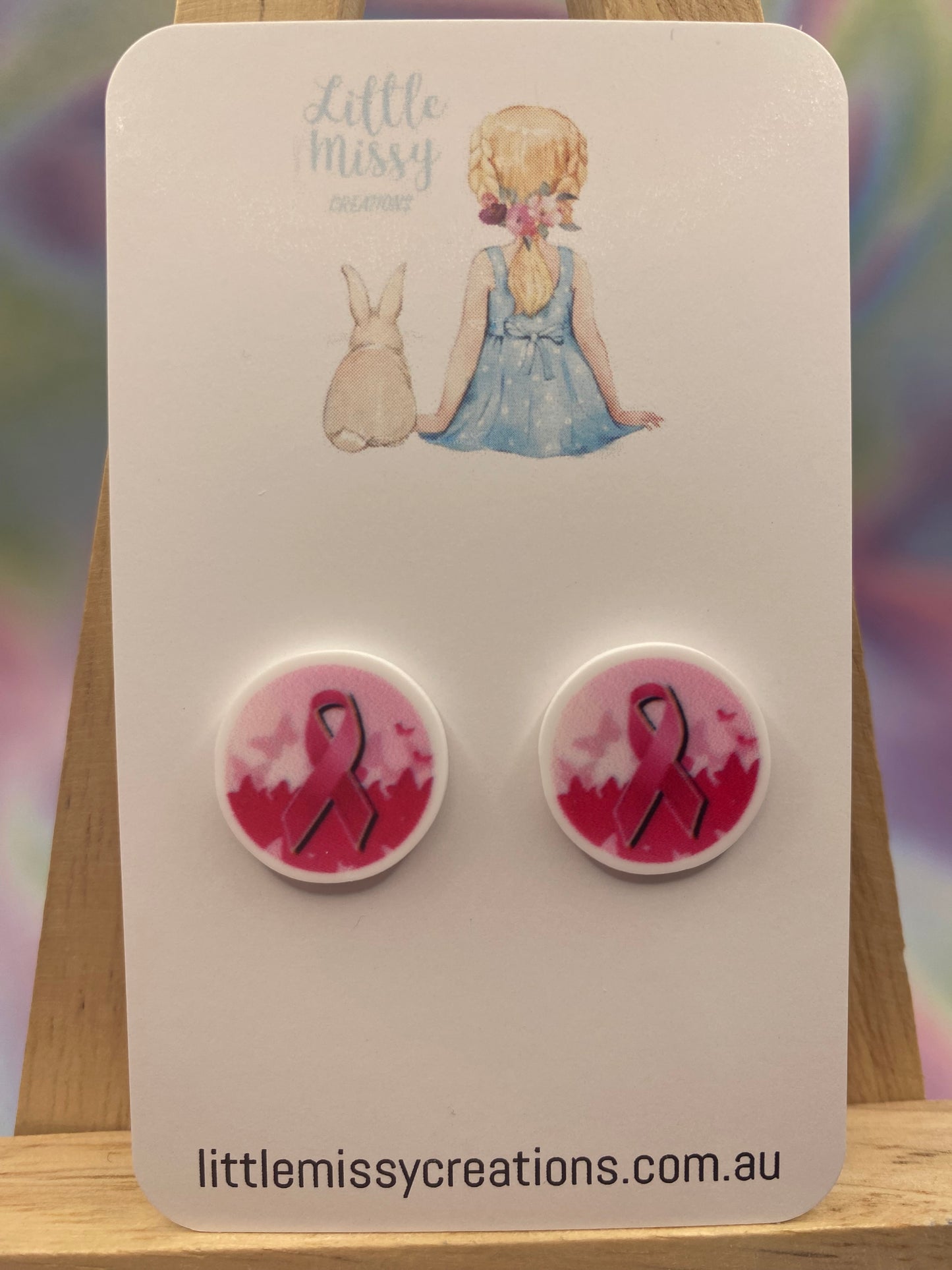 Pink Ribbon Studs