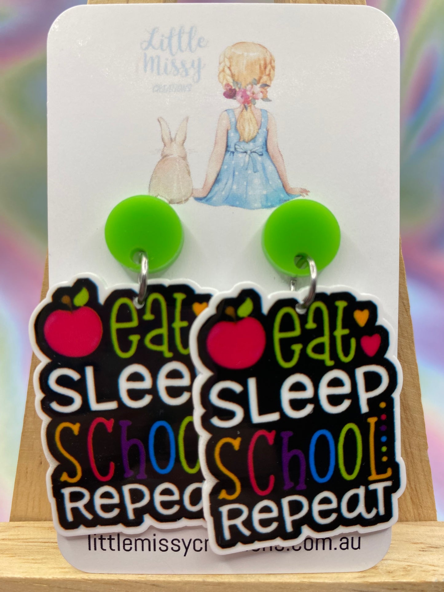 Eat Sleep School Repeat Dangles