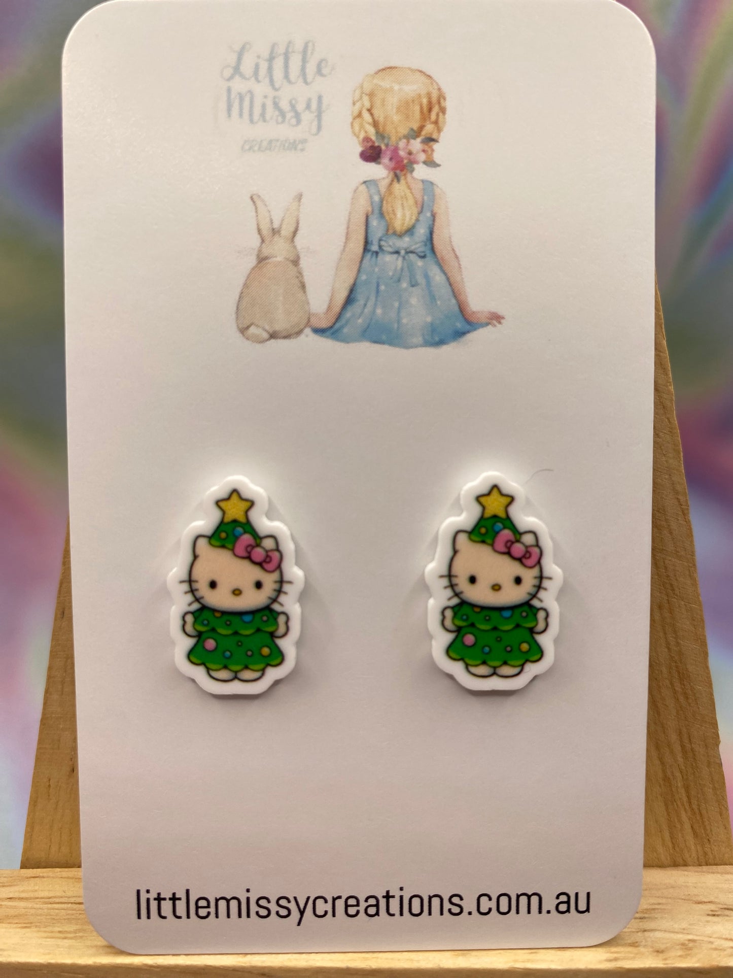 Kitty Christmas Tree Studs