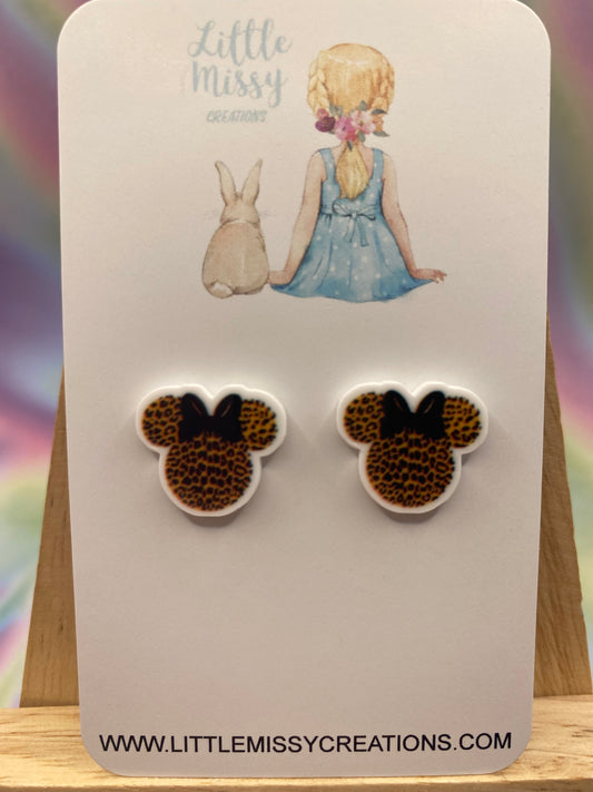 Minnie Mouse Leopard Print Studs