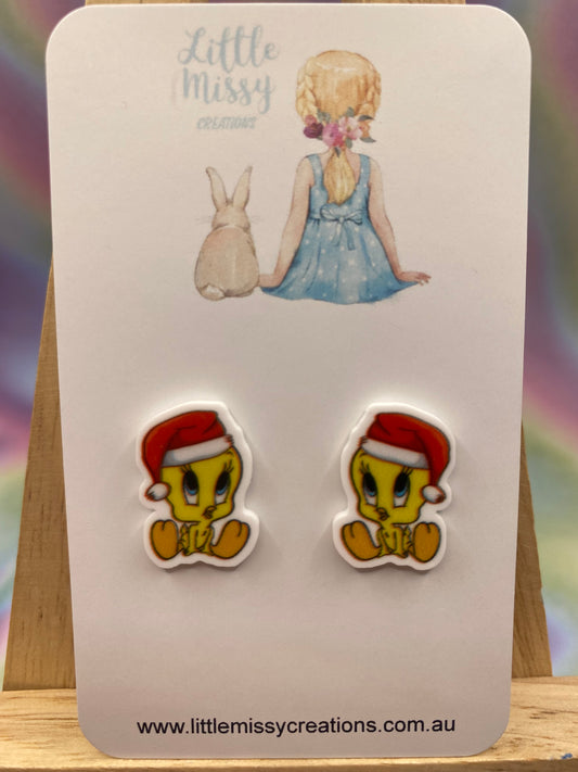 Christmas Tweety Studs