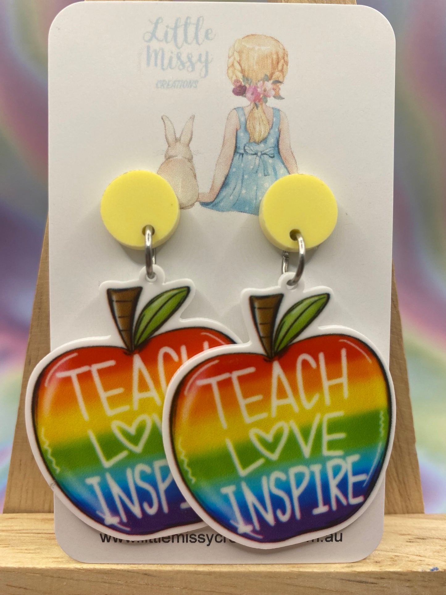 Rainbow Apple - Teach Love Inspire Dangles