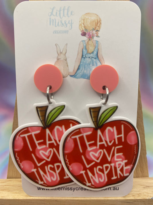 Red Apple - Teach Love Inspire Dangles