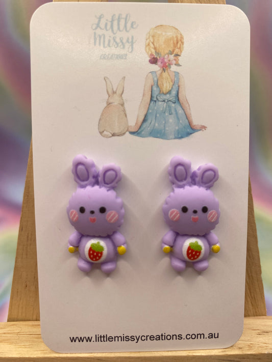 Purple Bunny Studs