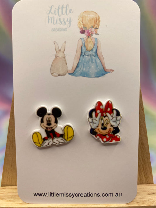 Mickey and Minnie Studs