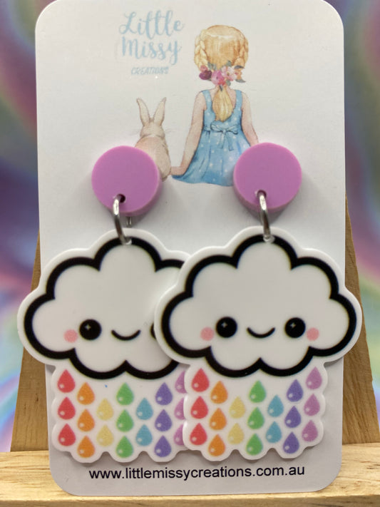 Rainbow Rain Cloud Dangles