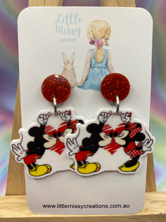 Mickey and Minnie Kissing Dangles