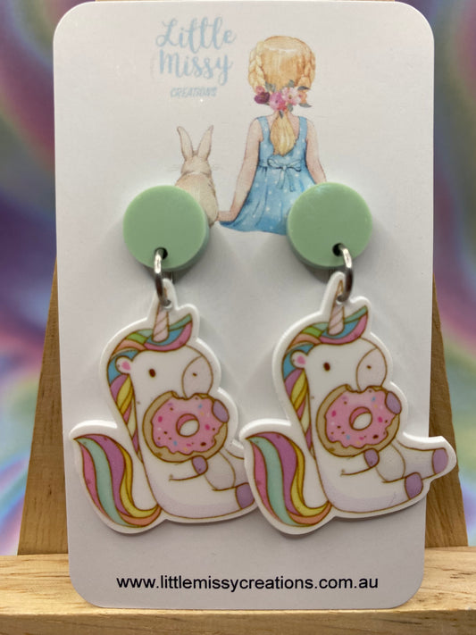 Unicorn Eating Donut Dangles