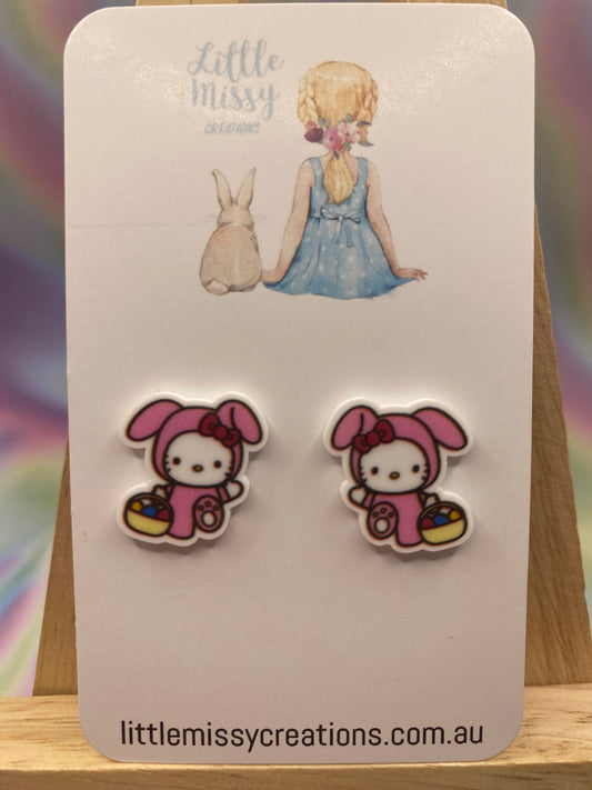 Kitty Easter Bunny Studs
