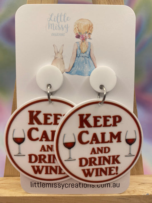 Keep calm and Drink wine Dangles