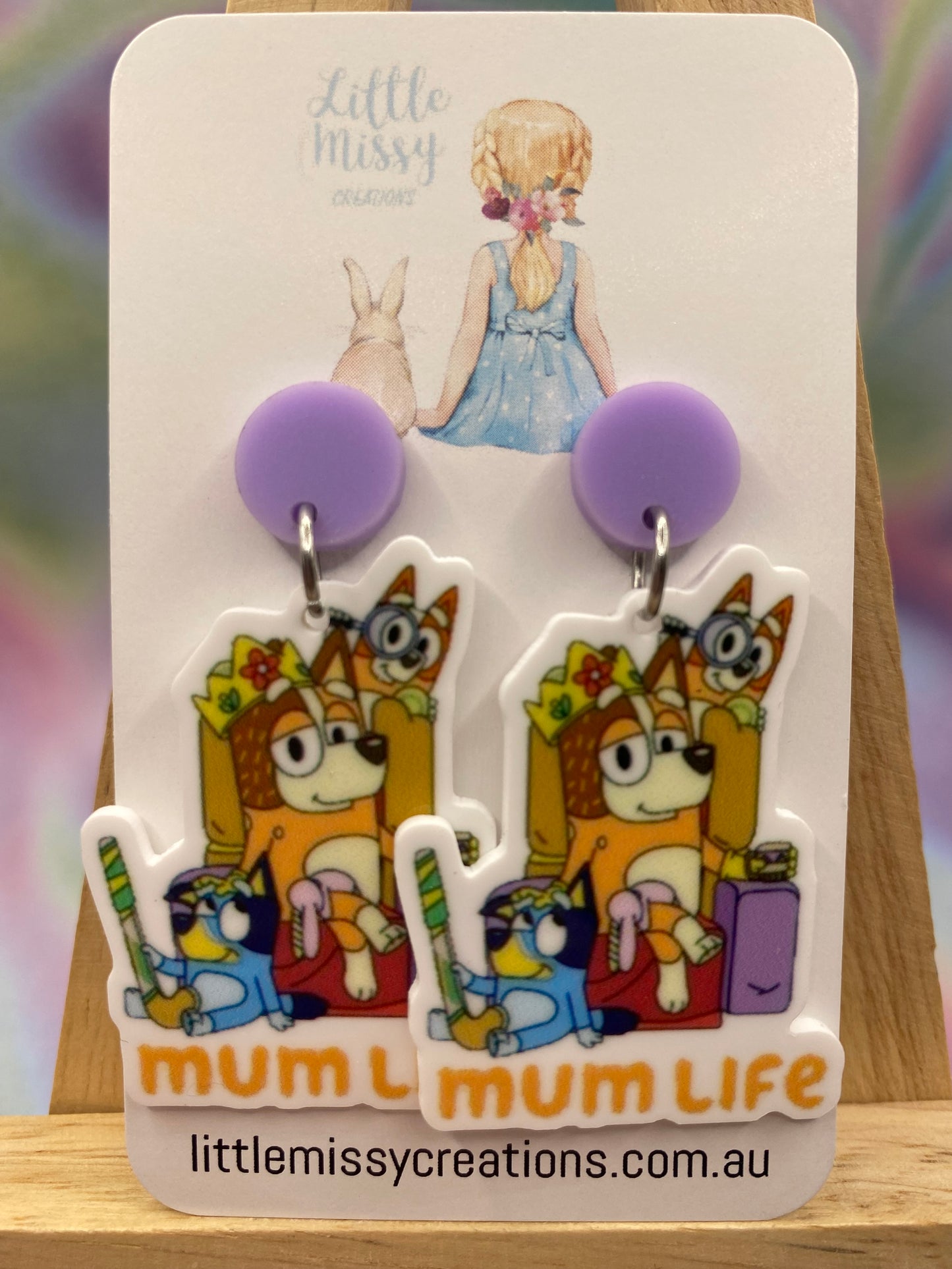Purple Mum Life Dangles