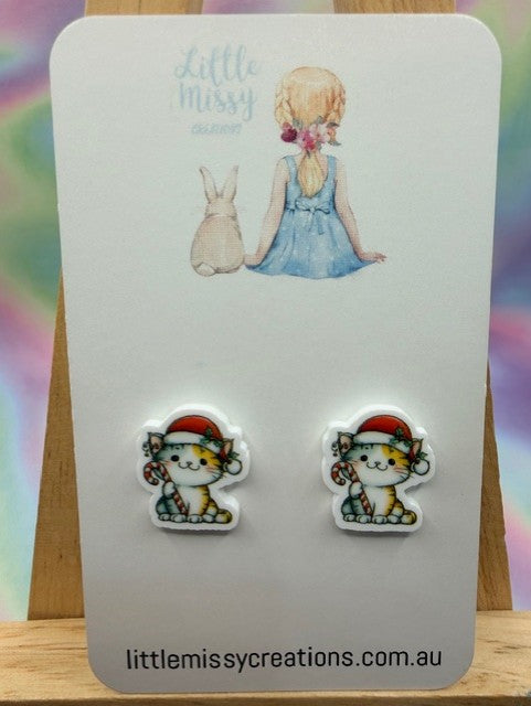 Kitty Christmas Studs