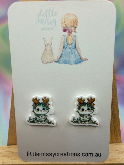 Kitty Christmas Studs