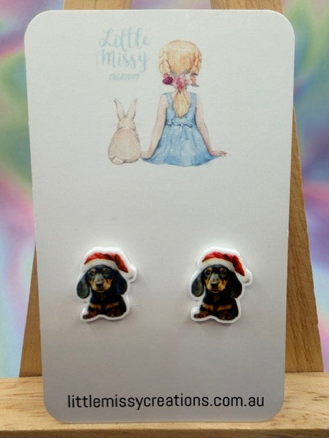Dachshund Christmas Studs