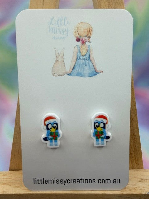 Christmas Bluey Studs
