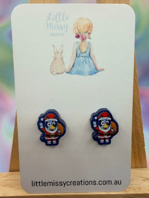 Christmas Bluey Studs