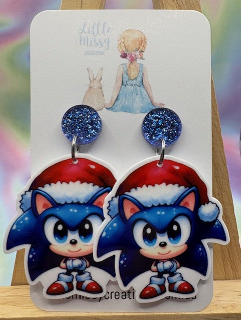 Blue Top Santa Sonic Dangles