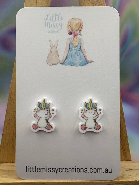 Rainbow Unicorn Studs