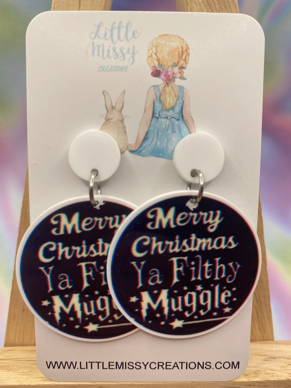 Merry Christmas ya filthy muggle | Christmas earrings