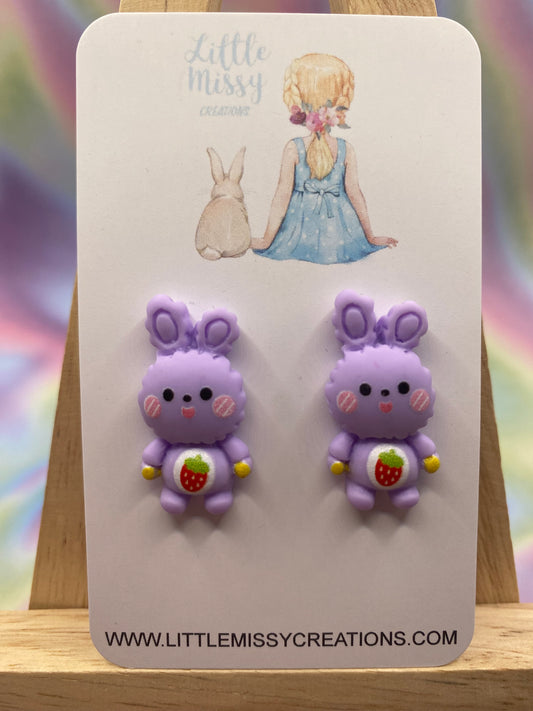 Purple Bunny Studs