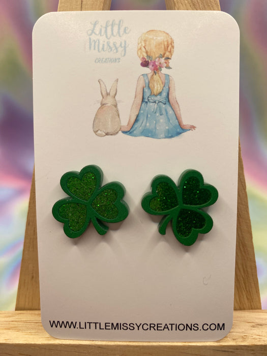 Three Leaf Clover St-Patricks Day Studs