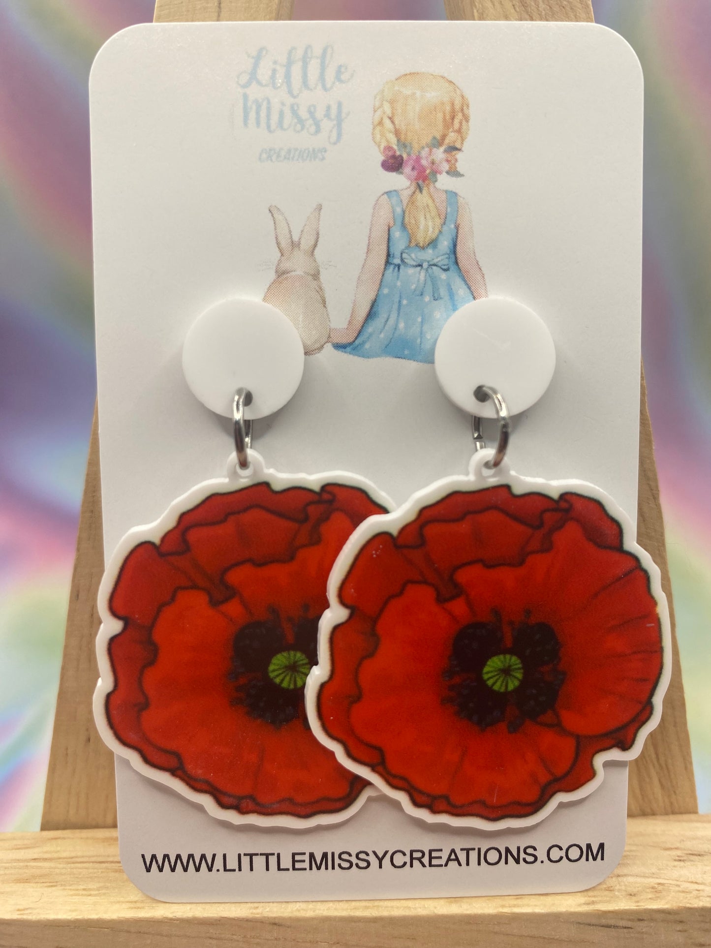 Anzac Poppy Dangles