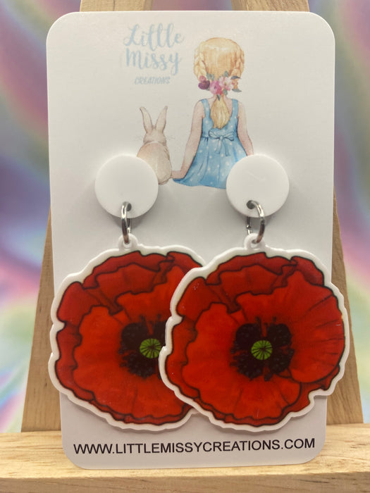 Anzac Poppy Dangles